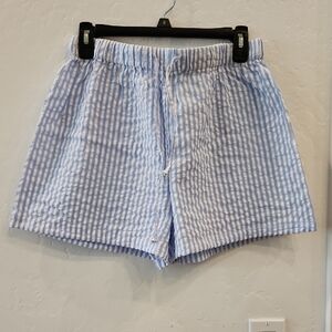 Blue and White Striped Shorts